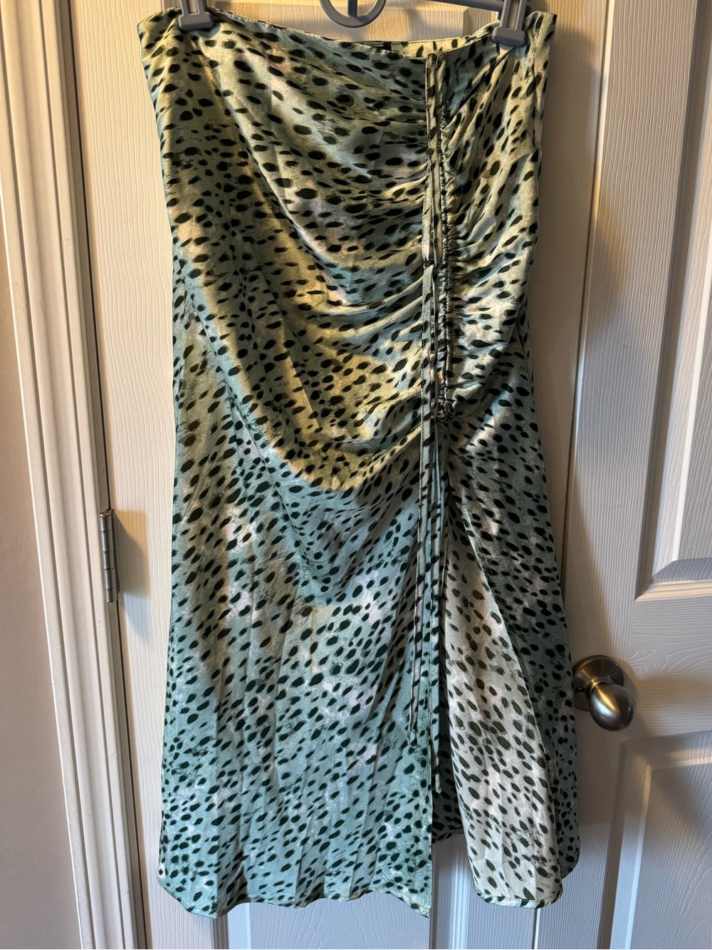 Cider Mint to Olive Animal Print Satin Skirt